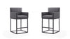Ambassador Mid-Century Modern Metal Upholstered Counter Stool in Gray - Set of 2 Bar Stool 