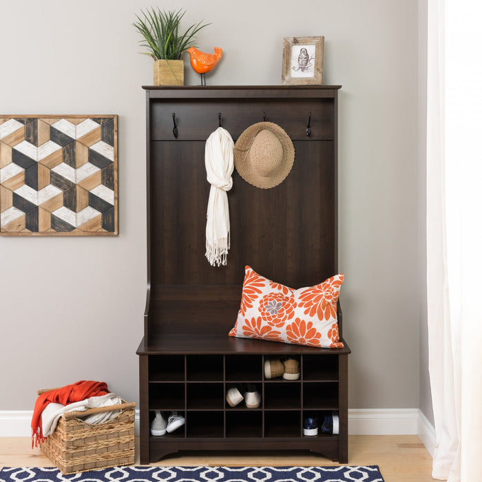Hall Tree with Shoe Storage - Espresso