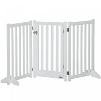 Pawhut Foldable Dog Gate With Door, 3 Panels Freestanding Pet Gate With Support Feet Indoor Playpen 
