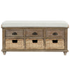 Harvey Solid Wood Storage Bench With Drawers And Rattan Baskets - Light Brown 