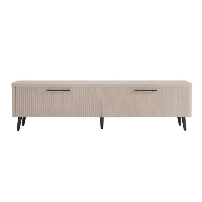 Jodie Mid-Century Modern 69\" Fluted TV Stand in Whitewashed Oak 