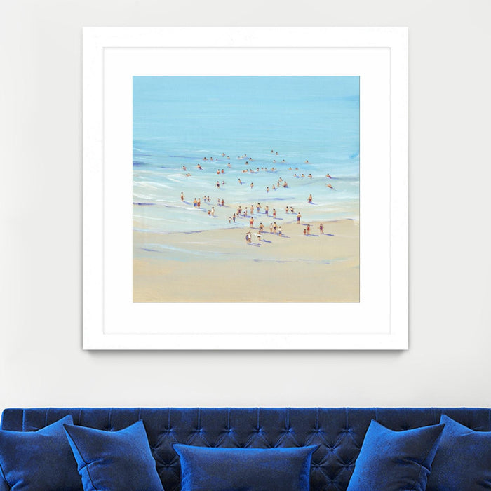 \"Beach Day I\" Matted and Framed White 36x36 Wall Art