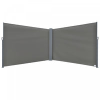 Outsunny Patio Retractable Double Side Awning, Folding Privacy Screen Fence, Privacy Wall Corner Div