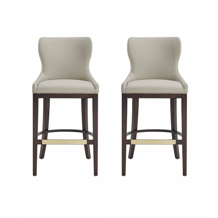 Blair Modern Wood Upholstered Barstool in Stone - Set of 2 Bar Stool 