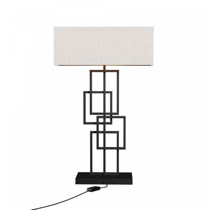 27\" Black Geometric Chic Table Lamp with Square Shade 