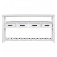 Ava 62.2'' Large Entryway Table with Drawers and Open Shelves,White Sofa Table