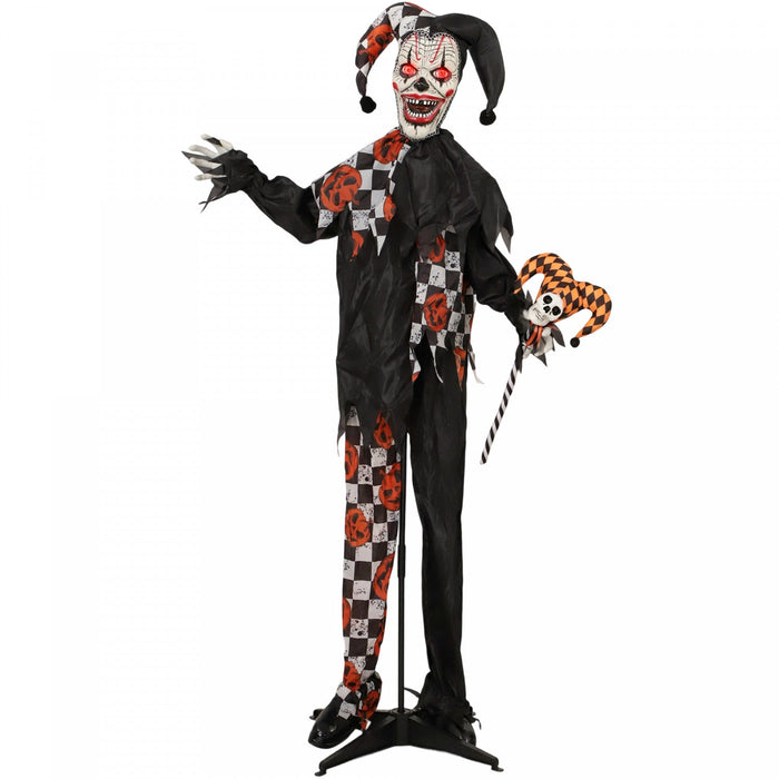 Outsunny Life Size Halloween Animated Clown, Scary Halloween Decorations