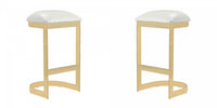 Aura Modern Metal Upholstered Barstool in White - Set of 2 Bar Stool 