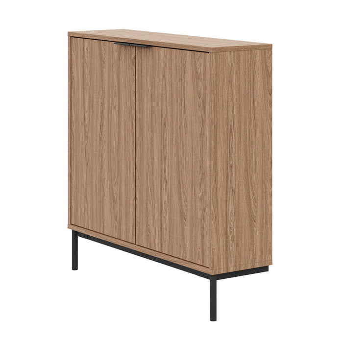 Nordika Slim 2-Door Storage Console Accent Cabinet - Light Walnut 