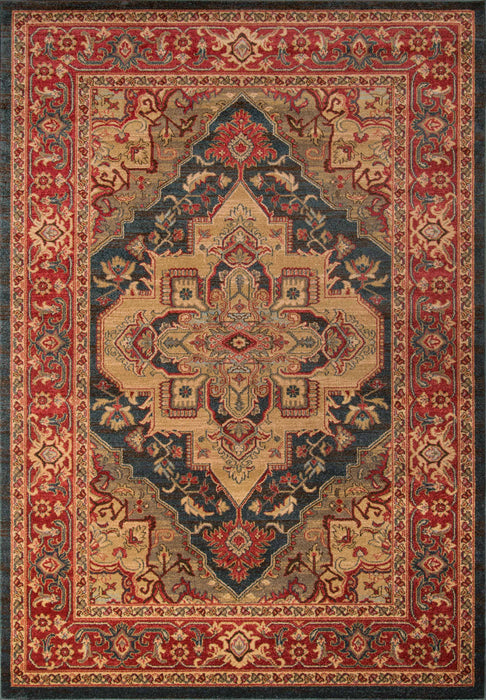Lux Traditional 3'11\" x 5'7\" Area Rug in Blue Indoor Area Rug 