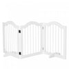 Pawhut Freestanding Pet Gate For Dogs 24\" Tall Foldable Dog Gates Indoor Wooden Barrier 3 Panels Wit