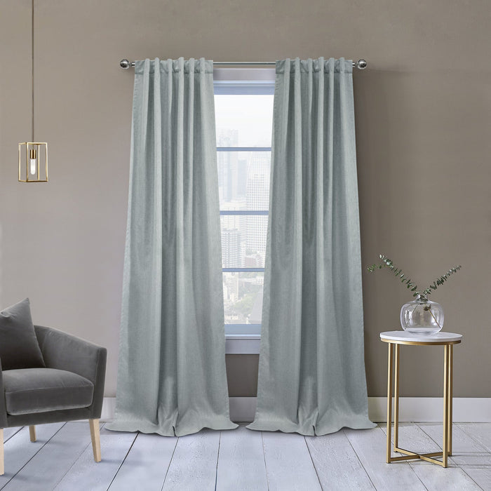 Thermaplus Denver Silver Blackout Dual Header Curtain Panel - 52 x 84