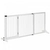 Pawhut Wooden Dog Gate, Freestanding Pet Fence For Stair, Doorway, 3 Panels W/ Door, Support Feet Fo