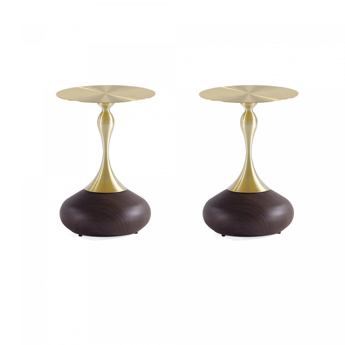 Patchin Modern End Table in Brown and Gold - Set of 2 