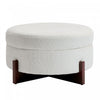 Sophia Round Storage Ottoman Coffee Table with Tufted Upholstery - White 