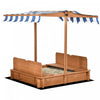 Kids Wooden Sandbox With Lid Outdoor Backyard Playset Children Sand Play Station W/adjustable Cover 