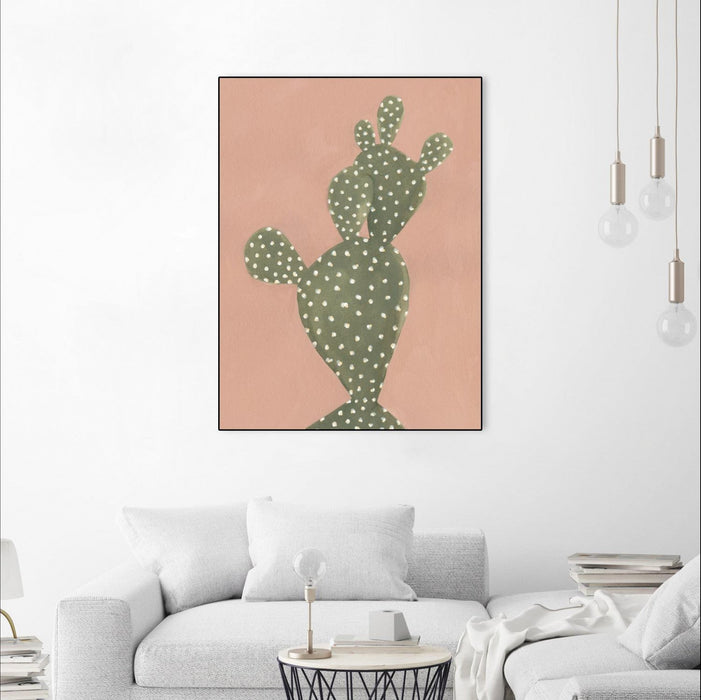 \"Coral Cacti Ii\" Canvas Framed Black 24x32 Wall Art