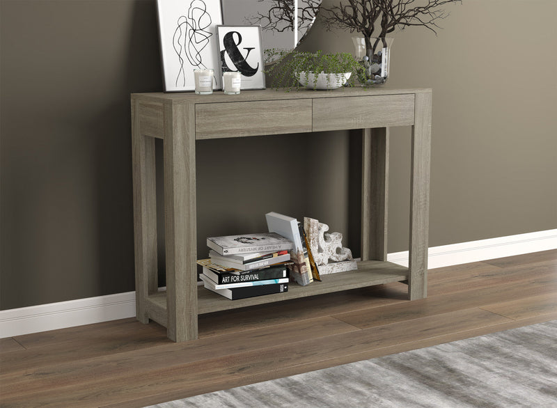 40” Console Table With 2 Drawers And Shelf - Dark Taupe 