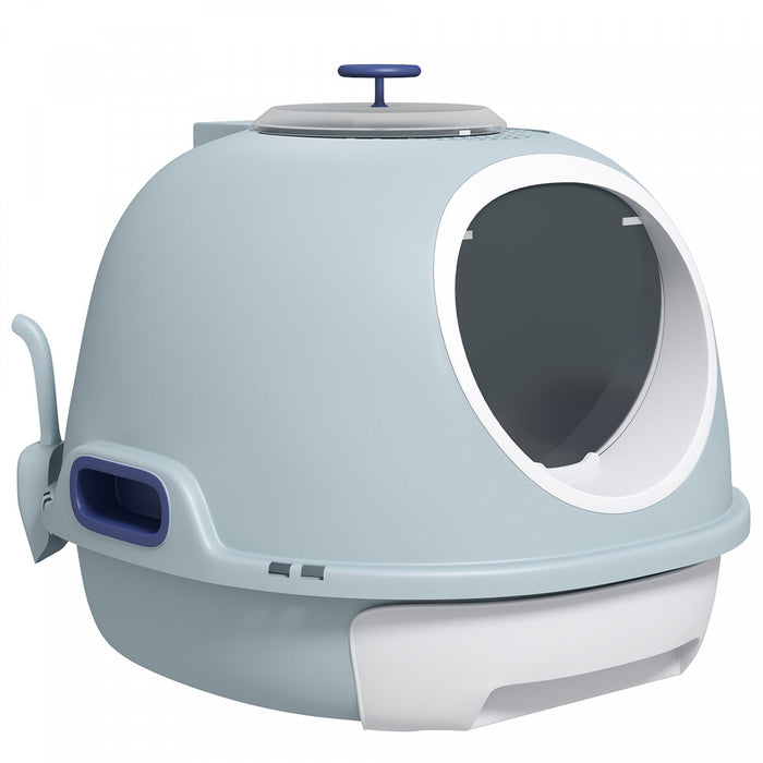 Pawhut Enclosed Cat Litter Box, Covered Litter Box With Lid And Scoop, Cat Box Enclosure With Pull-o