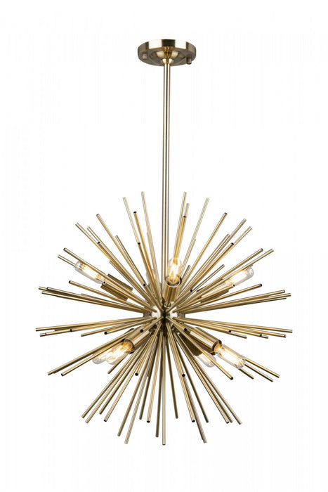 Sunburst  8-Light Satin Brass Chandelier 
