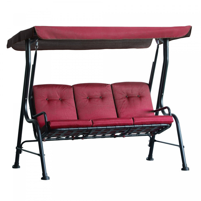 Outsunny 3-person Porch Swing Patio Swing Chair With Canopy For Patio, Garden, Backyard, Poolside, W