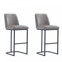 Serena Modern Metal Upholstered Barstool in Taupe - Set of 2 Bar Stool 