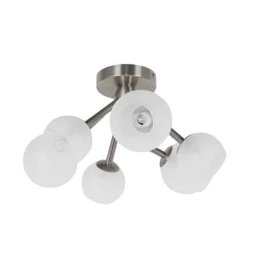 Dainolite Tanglewood 6 Light Semi-flush Satin Chrome Finish Frosted Glass Lamp