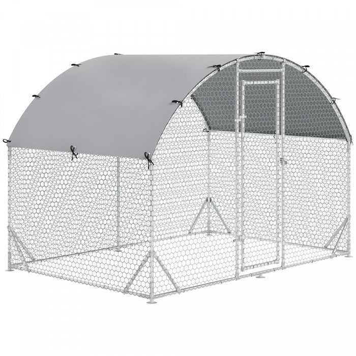 Pawhut Galvanized Large Metal Chicken Coop Cage Walk-in Enclosure Poultry Hen Run House Playpen Rabb