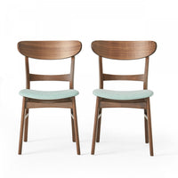 Katte 2 Piece Dining Chair Set With Cushioned Seat And Solid Rubberwood Frame,mint 
