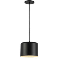 Dainolite Emilia 1 Light Pendant Matte Black Finish Matte Black/White Shade Lamp