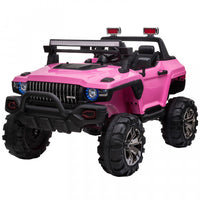 Aosom Kids Ride-on Car 12v Rc 2-seater Police Truck Electric Car For Kids With Full Led Lights, Mp3,