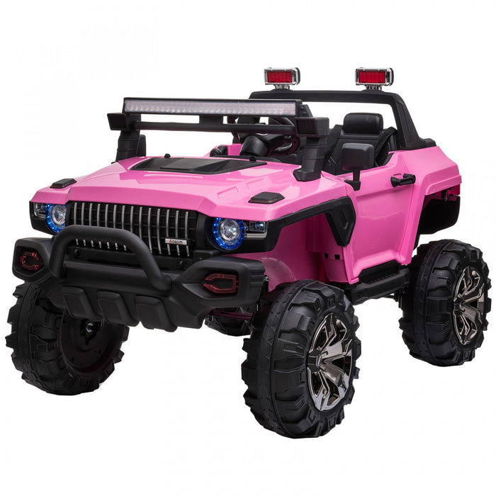 Aosom Kids Ride-on Car 12v Rc 2-seater Police Truck Electric Car For Kids With Full Led Lights, Mp3,