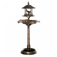 Outsunny 3-in-1 Garden Bird Bath Bowl Pedastal With Bird Feeder, Gold
