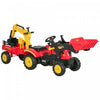 Aosom 3 In 1 Kids Ride On Excavator Toy With 6 Wheels, Bulldozer With Controllable Cargo Trailer & E