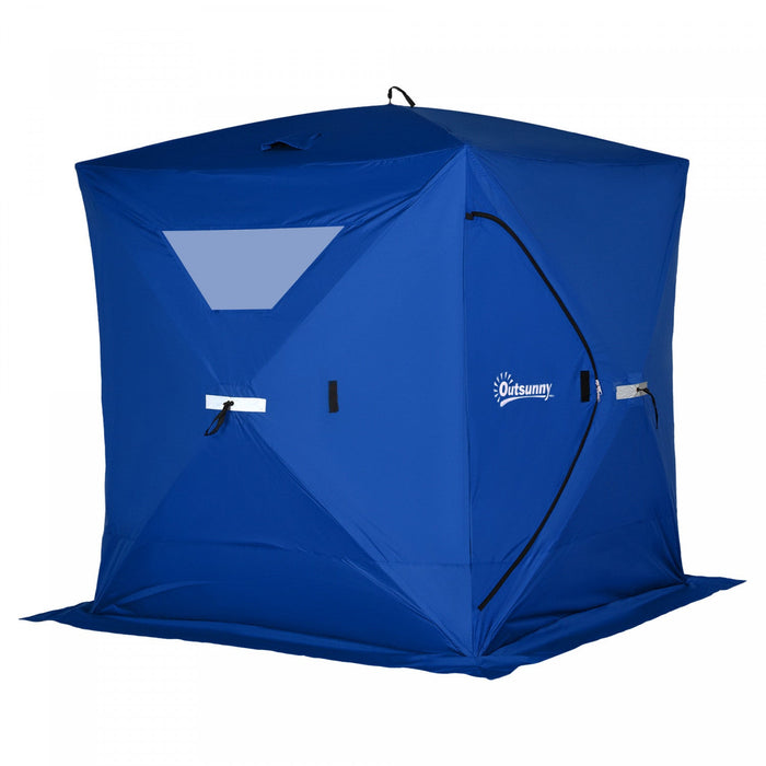 Outsunny 2-4 Person Pop-up Ice Fishing Tent Portable Ice Fishing Shelter With Windproof Windows And 