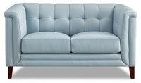 Hydeline Bodie Leather Loveseat - Spa Blue