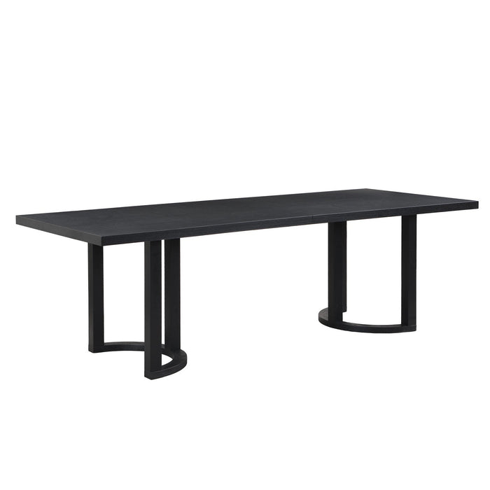 Ethan Dining Table With U-base, Solid Wood & Mdf, 95\"w - Black 