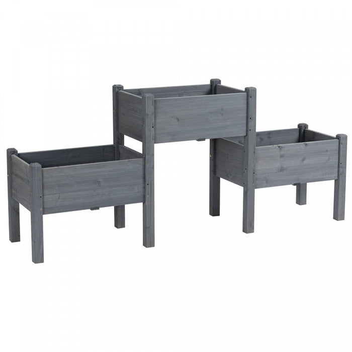 Outsunny 3-tier Raised Garden Bed, Elevated Planter Boxes, Freestanding Wooden Plant Stand For Veget