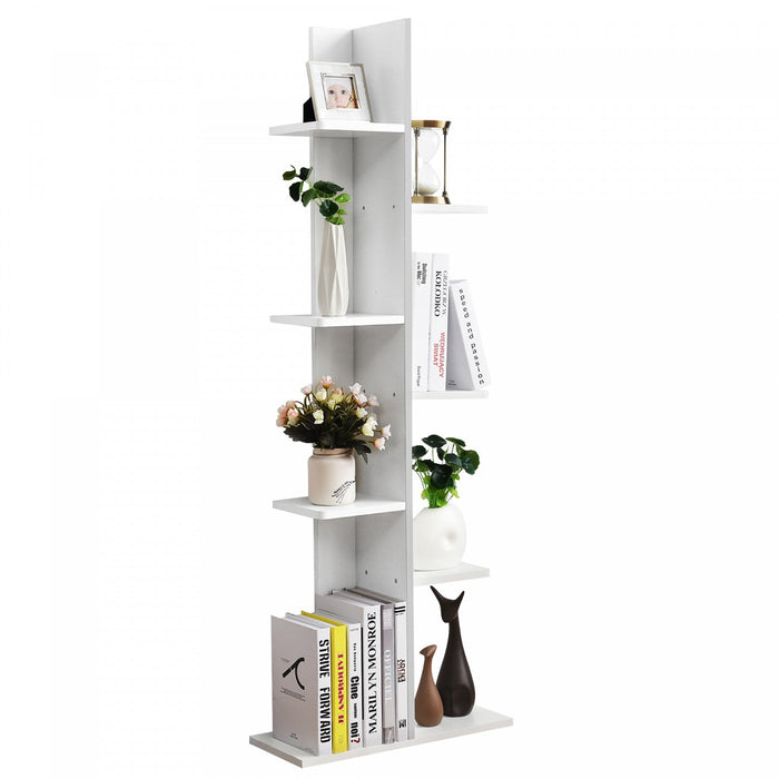 Costway Open Concept Bookcase Plant Display Shelf Rack Storage Holder Wooden White