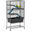 PawHut 59"H 5-Level Ferret Chinchilla Rabbit Guinea Pig Cage, Metal Small Animal Critter Nation Cage with Slide Out 6.3L Deep Tray, Non-Slip Ramps, Hammock, for Pet Mink, Squirrel