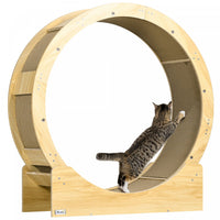 Pawhut 36 Inch Cat Wheel Exerciser For Indoor Cats, Kitten Treadmill With Carpeted Runway And Brake, Kitty Running Toy For Fitness & Healthy, Oak
