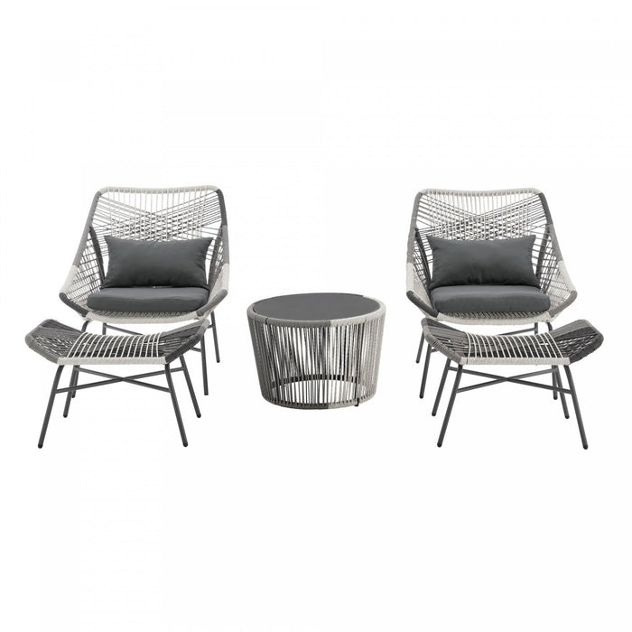 Ashland Modern 5-Piece Conversation Set in Gray 