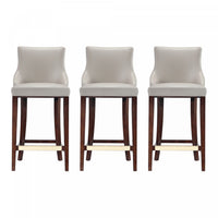 Shubert Modern Wood Upholstered Barstool in Light Gray - Set of 3 