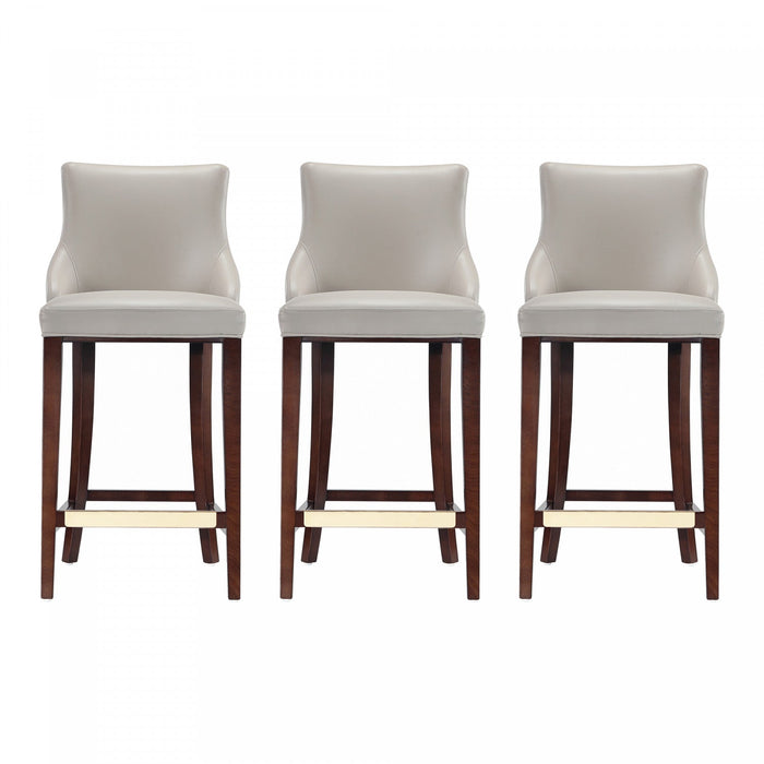 Shubert Modern Wood Upholstered Barstool in Light Gray - Set of 3 