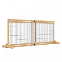 Pawhut Free Standing Pet Gate, Wooden Foldable Dog Gate With 41