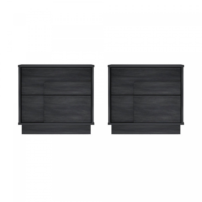 Horizon Modern 22\" Nightstand in Charcoal Gray (2-Drawer) - Set of 2 