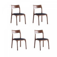 Moderno Modern Wood Vegan Leather Dining Chair in Black - Set of 4 