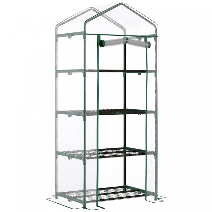 Outsunny 28\" X 20\" X 63\" Portable Greenhouse With 4 Tier Shelves Outdoor Hot House Plant Flower Gree