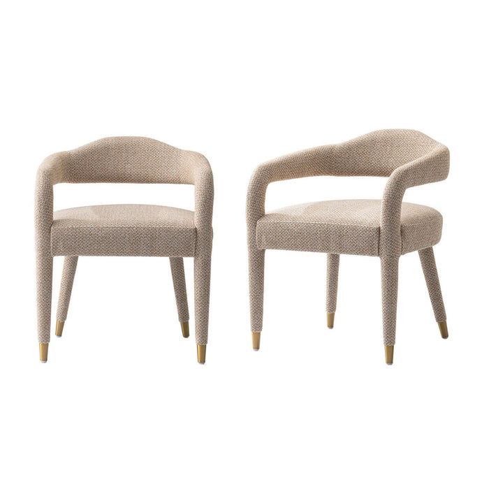 Aspen Mid-Century Modern Upholstered Tweed Armchair in Gold Dust - Set of 2 