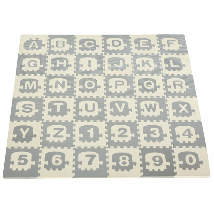 Qaba Kids Foam Puzzle Floor Tiles Baby Toddler Educational Play Mat 36 Pcs 12.5\" X 12.5\" With Letter